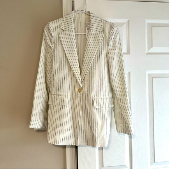NWT Mango 100% Linen Pinstripe Blazer - Picture 1 of 4